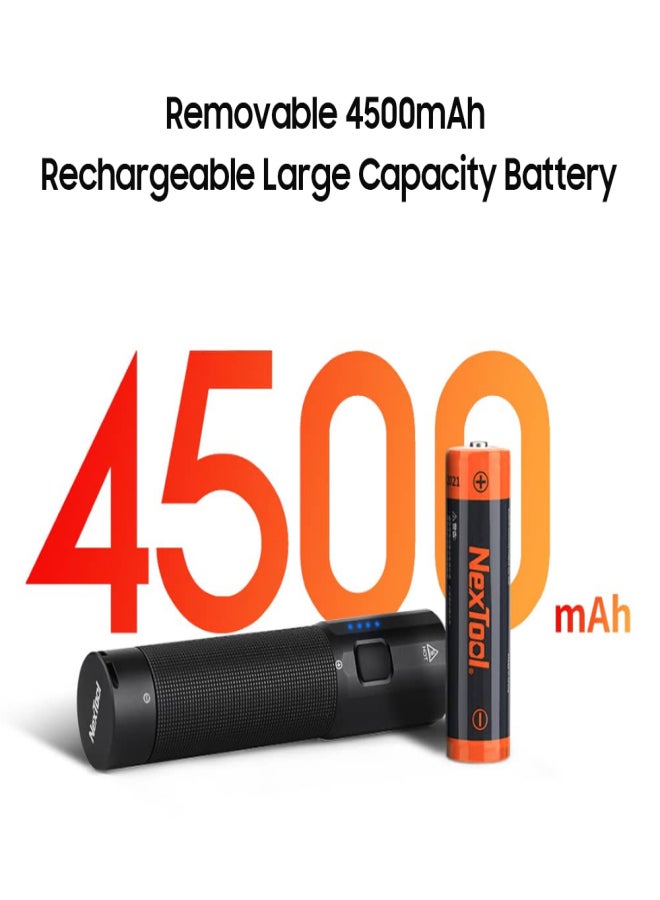 نكستول مصباح يدوي تكتيكي LED من NexTool، بقوة 1200 لومن، مقاوم للماء، ببطارية 4500 مللي أمبير، مناسب للاستخدام اليومي، مزود بأربعة أوضاع إضاءة، ويدعم الشحن السريع للهواتف بقوة 10 واط. - Image 4