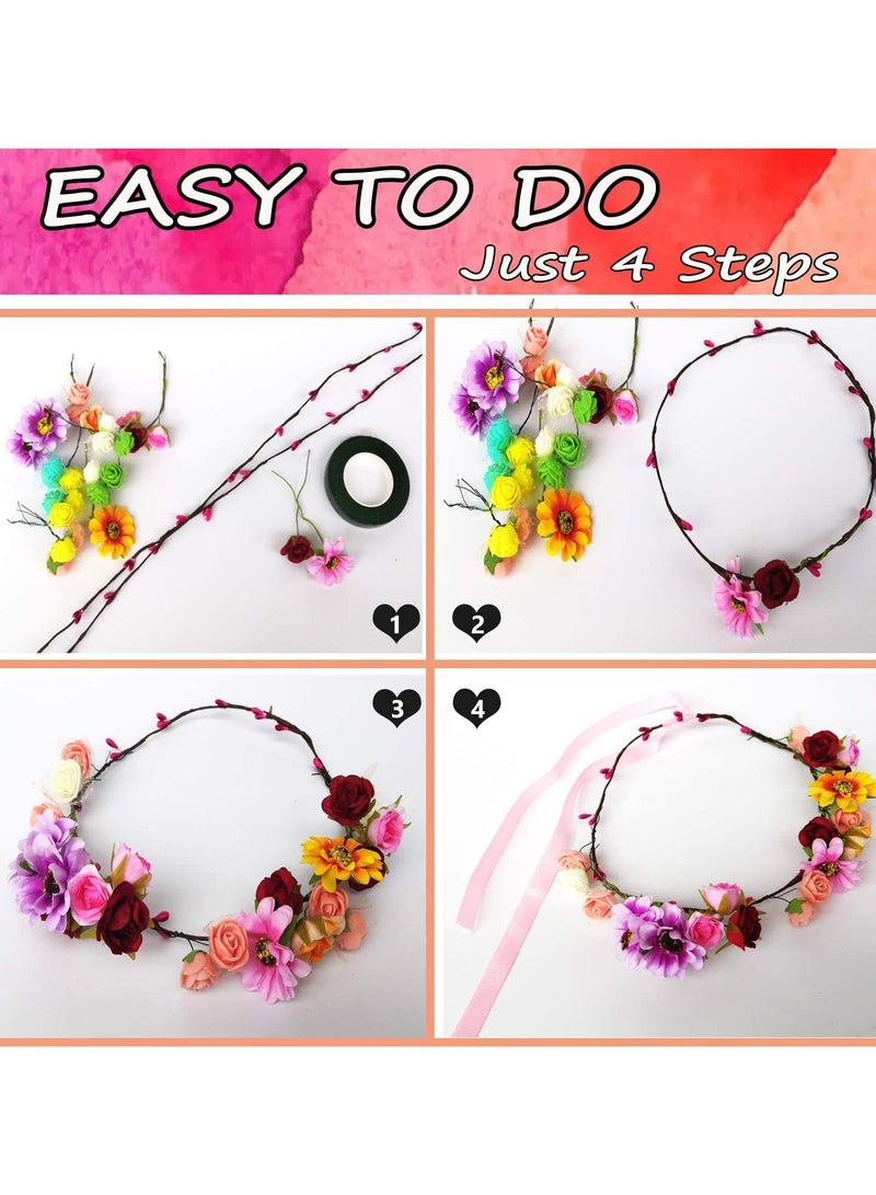 Children's DIY handmade wreath set, hair accessories Children's handmade flower fabric with ribbon flower headband - Image 3