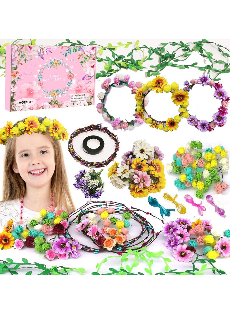 Children's DIY handmade wreath set, hair accessories Children's handmade flower fabric with ribbon flower headband - Image 1