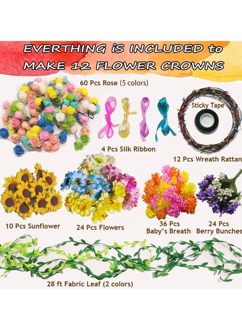 Children's DIY handmade wreath set, hair accessories Children's handmade flower fabric with ribbon flower headband - Image 2