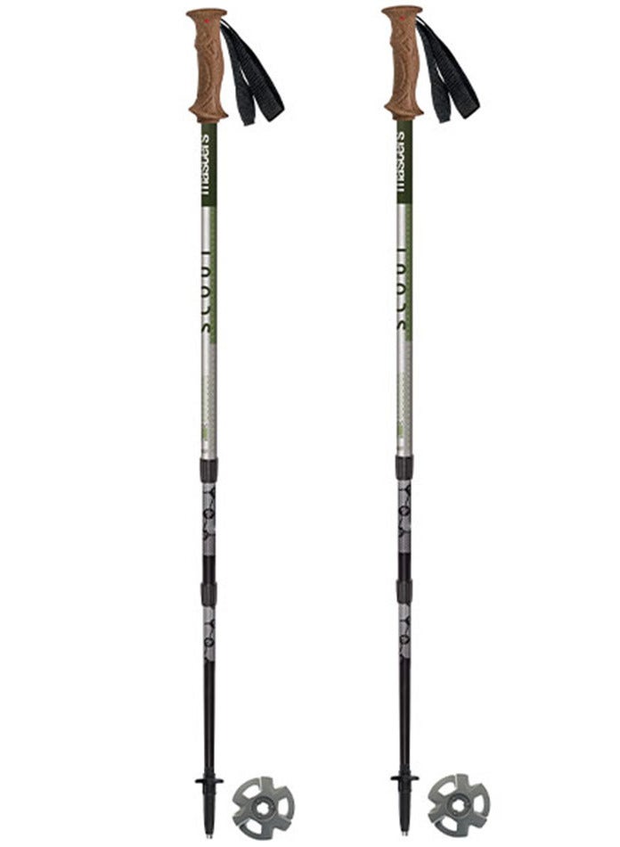 Masters Trekking Poles Scout (Green) – Alu 5083 Aluminum Hiking Poles, Adjustable 110–140 cm (65 cm Collapsed), Band Automatic Lock System, BS Lock, Steel Tips, Lightweight 248g, Durable Trekking Poles for Hiking & Outdoor Adventure
