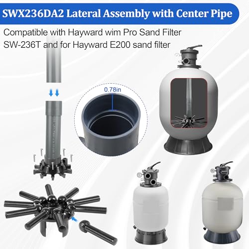 Rugam SWX236DA2 Lateral Assembly with Center Pipe Compatible with Hayward Swim Pro Sand Filter SW236T SW236TX5S E200 2003Present Folding Umbrella Design AntiSand Pool Filter Replacement Part - Image 3