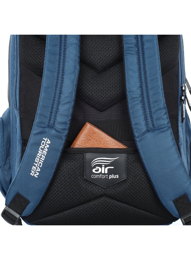 AMERICAN TOURISTER Segno 2.0 Expandable Laptop Backpack, Polyester, Navy|Expandable|Fits 15.6" Laptop|Tractum Suspension Strap|Smart Sleeve|USB Port|Ergo Back & Shoulder|Bottle Holder - 1 Year International Warranty - Image 5
