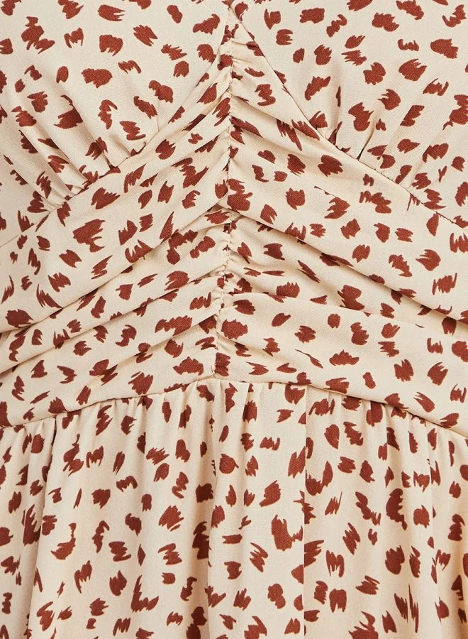 Take Two Ditsy Print Pleat Detail Skater Mini Dress