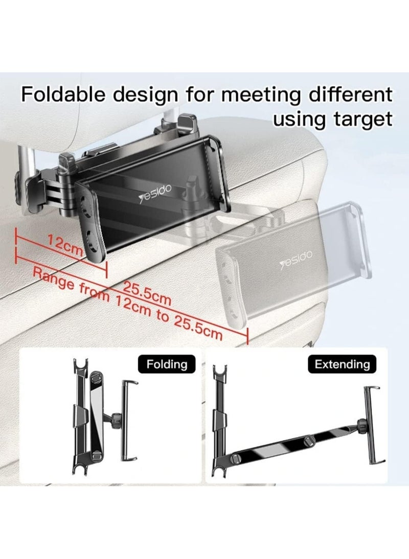 Yesido C117 Car Tablet Headrest Mount Tablet Holder for Car Seat 360 Degree Rotation Compatible with 4.7inch to 12.9 inch, Compatible with Tablets/iPhone 13/iPads/Smartphones - Image 3