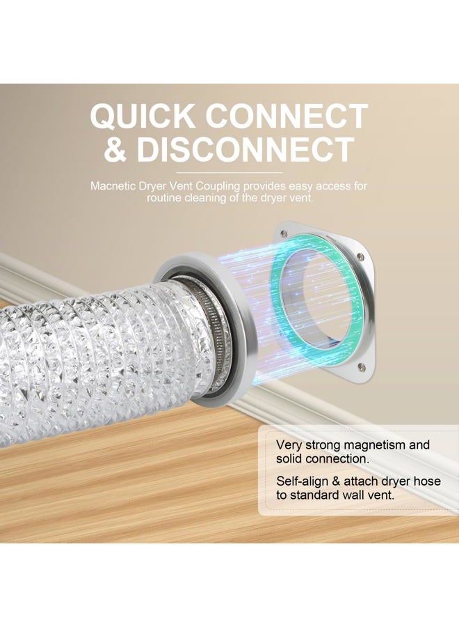 VSAPRDT Magnetic Dryer Vent Coupling DV180 Dryer Vent Hose Magnetic Connector Kit-Quick Connection and Disconnection Strong Magnet Self-Alignment Airtight Seal Easy to Clean Including a 3ft 4" Duct & 2 Clamps - Image 2