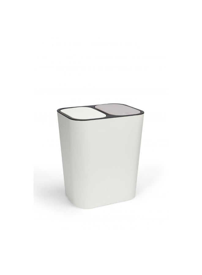 Milano Stanza White Waste Bin with Lid - 29x24x33cm, Durable Polypropylene Trash Can for Home & Office, Easy Clean, No Installation Required - Image 1