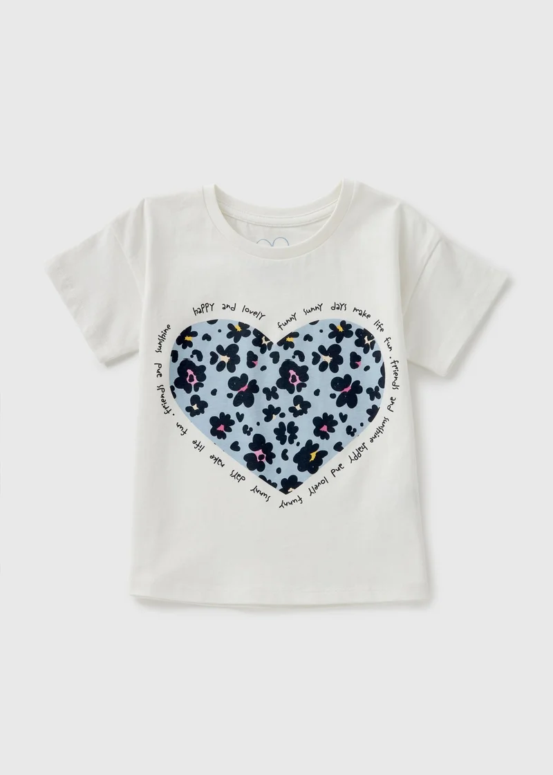 Matalan Girls Blue Leopard Heart T-Shirt