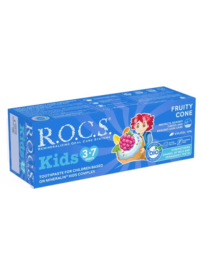 R.O.C.S Fluoride-Free Toothpaste Kids Fruity Cone 45 Grams - Image 4