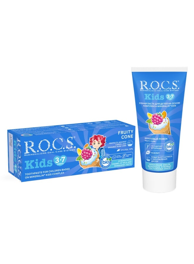 R.O.C.S Fluoride-Free Toothpaste Kids Fruity Cone 45 Grams - Image 5