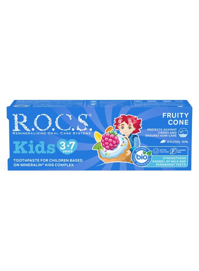 R.O.C.S Fluoride-Free Toothpaste Kids Fruity Cone 45 Grams - Image 2