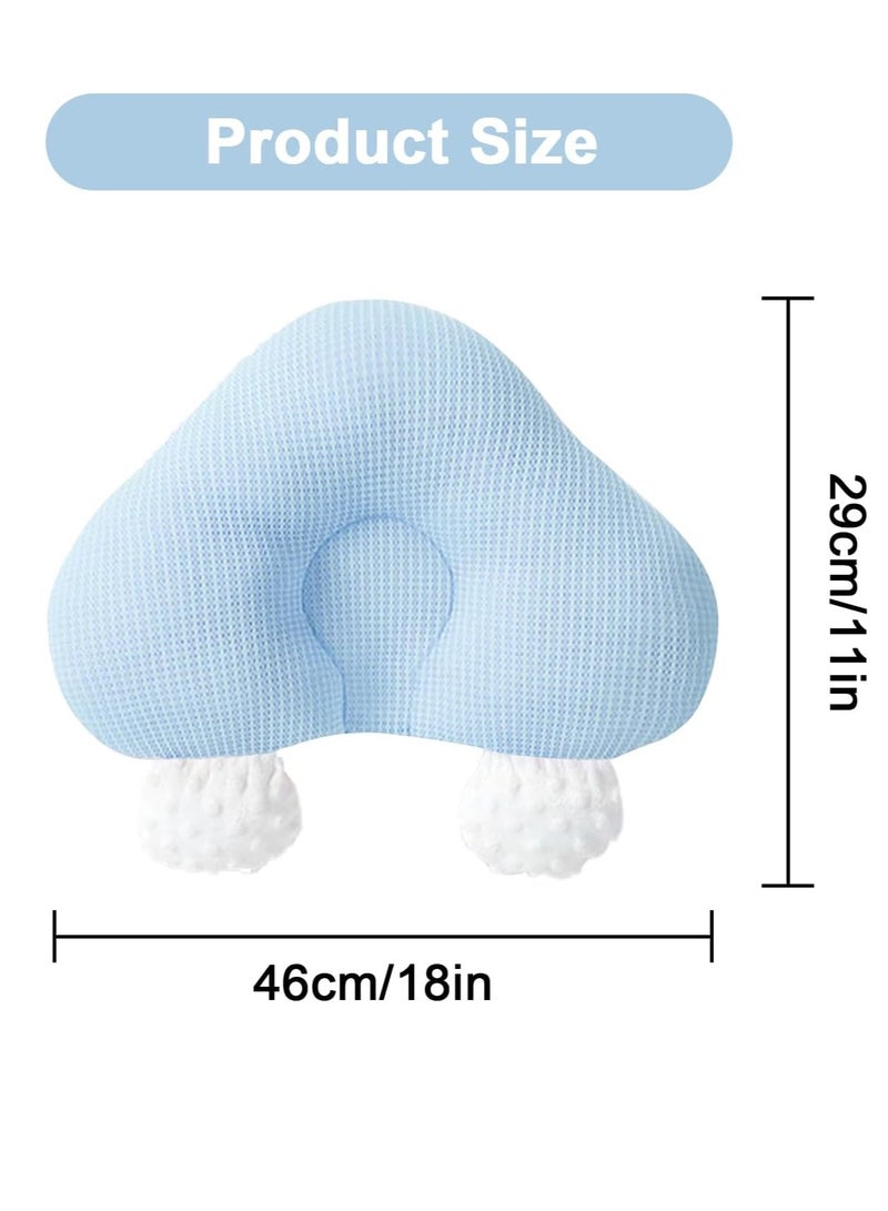 Gonice Baby Head Neck Support Pillow,Upgraded Infant Soft Cotton Support Head Pillows (0-12 Months),Ergonomic Newborn Head Support Cushionfor Crib,Car Seats and Outdoor Travel (Blue) - Image 3