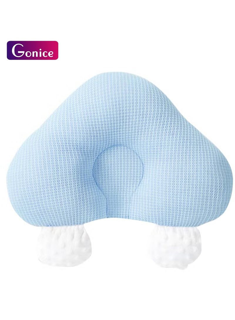 Gonice Baby Head Neck Support Pillow,Upgraded Infant Soft Cotton Support Head Pillows (0-12 Months),Ergonomic Newborn Head Support Cushionfor Crib,Car Seats and Outdoor Travel (Blue) - Image 1