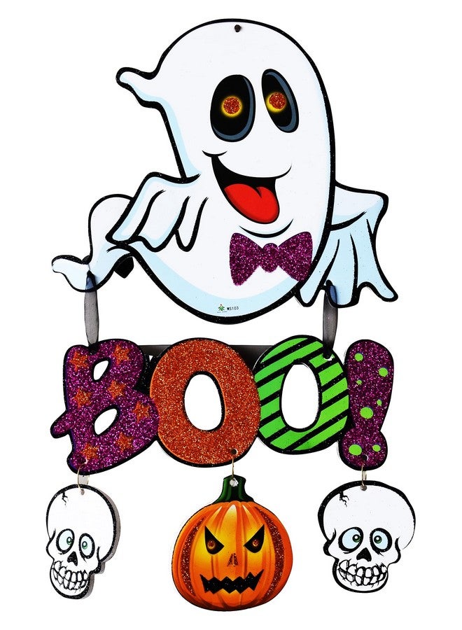 My Party Suppliers Jagmag® Happy Halloween Glitter Ghost Boo Decoration,Halloween Pumpkin Ornament, Halloween Hanging Decorations,Halloween Decoration Trick or Treat Theme, Jack o Lantern Decoration
