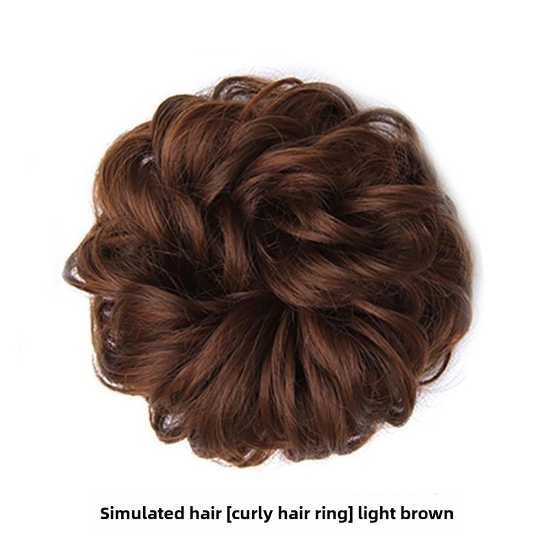 Generic Synthetic Ponytail Hairpiece Floral Bun Scrunchie Curls-Light Brown 