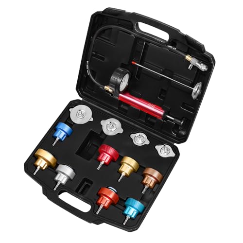 JIFETOR 14PCS Radiator Pressure Tester Tool Kit with Aluminium Pump and Metal Adapters, Black - Image 1