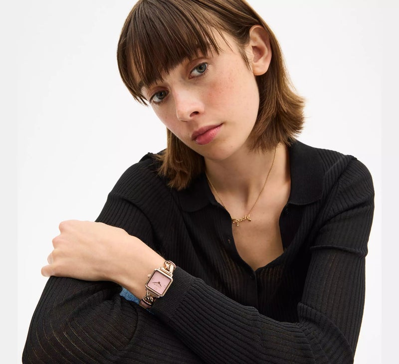 COACH Square Qtz Basic Mini Women'S Ionic Plated Carnation Gold Steel Case  Watch - Image 4