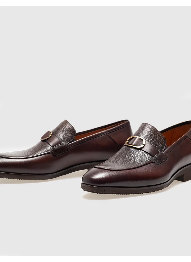 Cabani Leather Brown Buckle Men's Classic Shoes