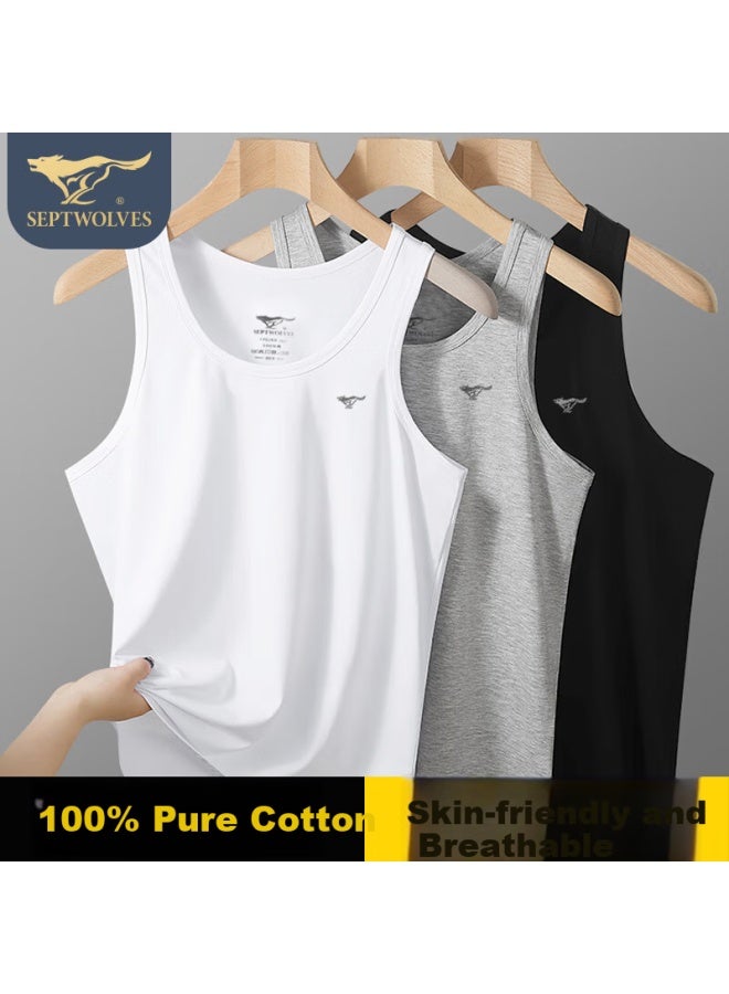Septwolves Men's Cotton High Elasticity Crossbar Vest Sweat-absorbent Breathable Sports Base Vest