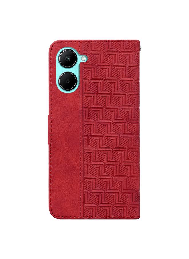 S-TOP Case For Realme C33 Geometric Embossed Flip Leather Phone Case - Image 3