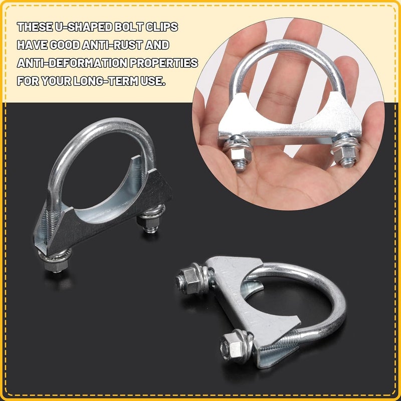 Mardatt 2Pcs 1-3/4"(45mm) Exhaust U Clamps, U Bolt Saddle Clamps, U Bolt Muffler Clips for Exhaust System - Image 5
