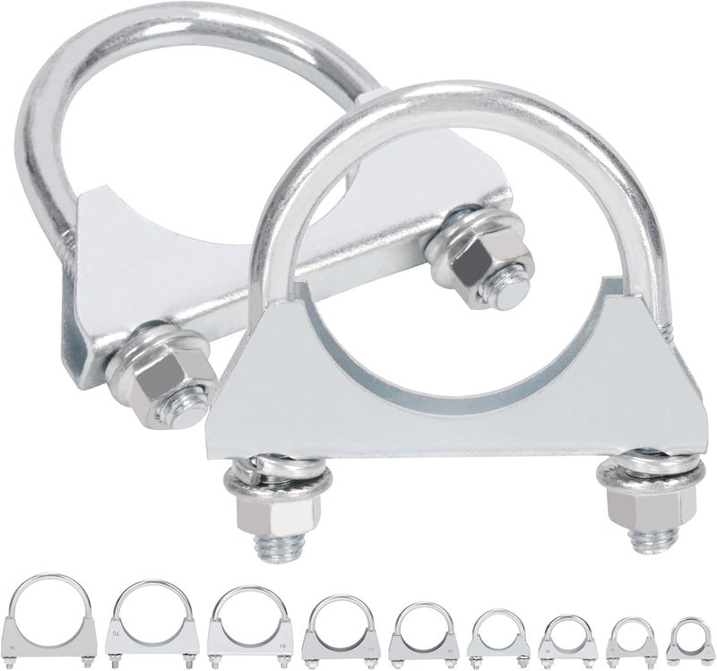 Mardatt 2Pcs 1-3/4"(45mm) Exhaust U Clamps, U Bolt Saddle Clamps, U Bolt Muffler Clips for Exhaust System - Image 1