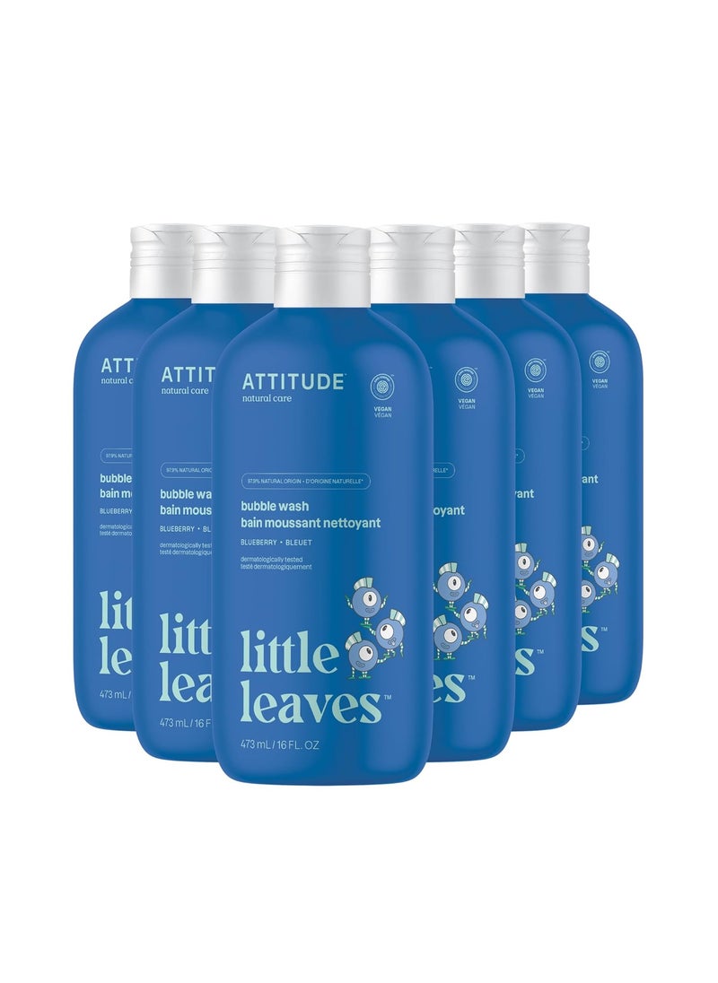 Attitude - ATTITUDE Bubble Wash for Kids EWG Verified Bubble Bath Hair Shampoo and Body Soap Dermatologically Tested Plant and MineralBased Vegan Blueberry 16 Fl Oz Pack of 6 - Image 1