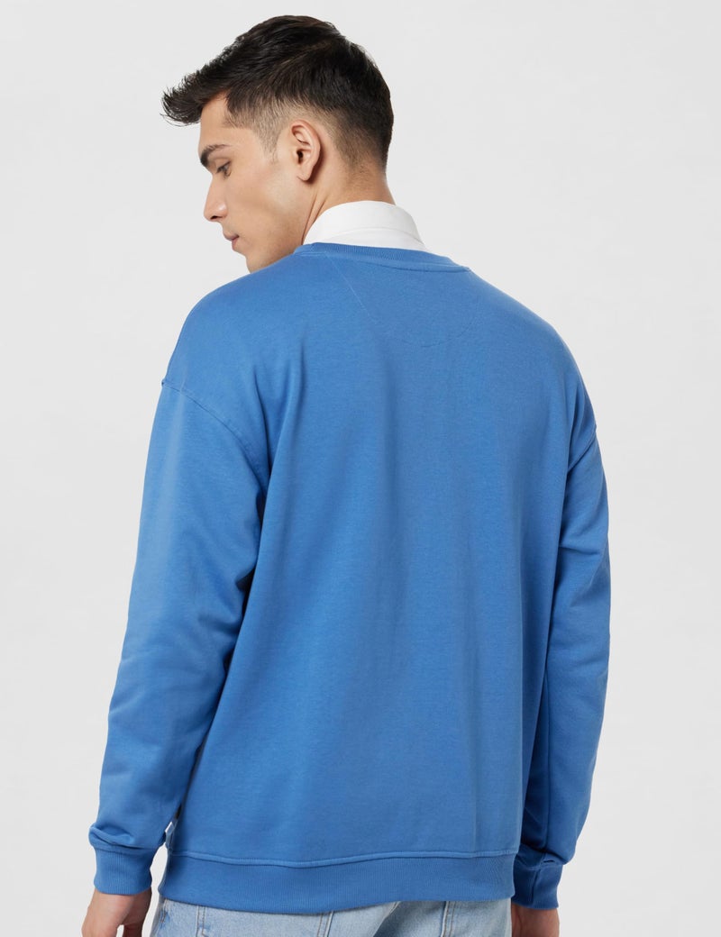 LOUIS PHILIPPE Men Casual Blue Graphic Print Sweatshirt - Image 3