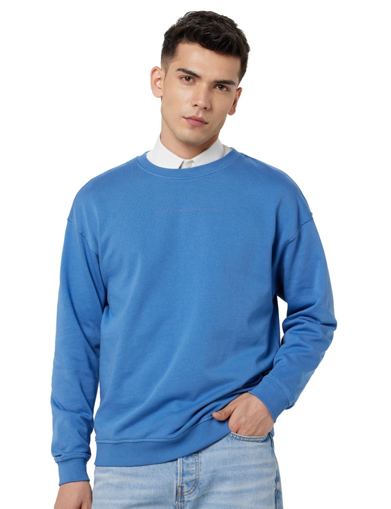 LOUIS PHILIPPE Men Casual Blue Graphic Print Sweatshirt - Image 1
