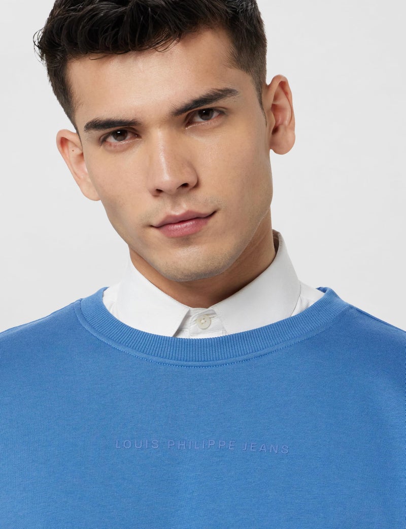 LOUIS PHILIPPE Men Casual Blue Graphic Print Sweatshirt - Image 4