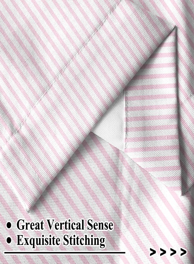 Renaiss 26 x 30 Inch Pink Striped Kitchen Curtains Heavy Linen Cafe Curtain Modern Farmhouse Window Treatment Tiers for Living Room Bathroom RV Camper Small Window Light Filtering Rod Pocket 2 Panels - Image 4