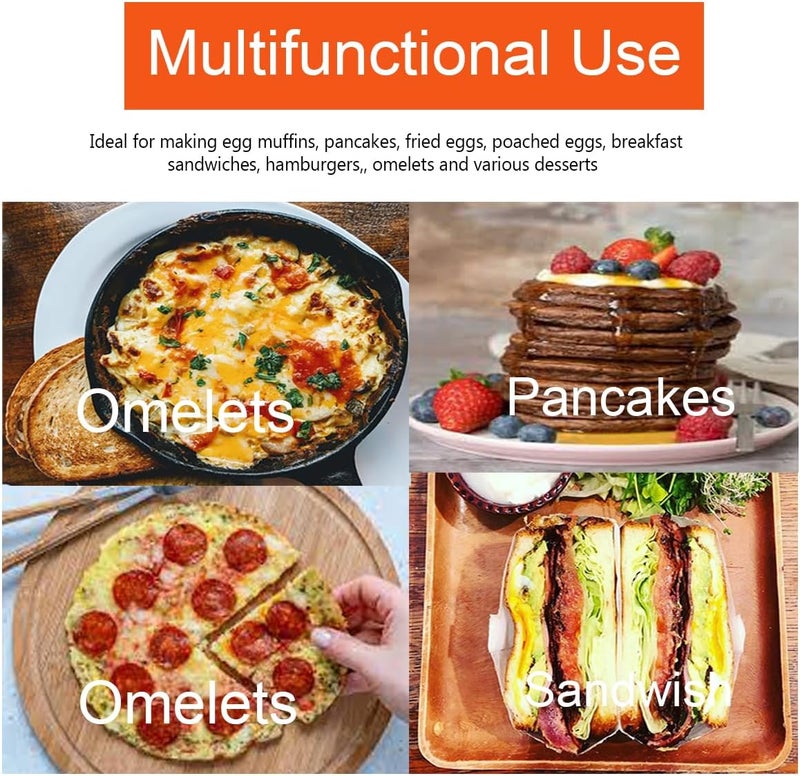 WOWITIS Large 2 Packs 8" Omelette Ring for Griddle,Stainless Steel 8 Inch Griddle Omelet Rings,Non-Stick Pancake Egg Ring Round Omelette Rings Omelet Mold Muffin Mold Silicone Handle - Image 3
