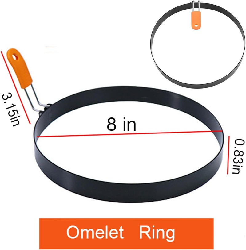 WOWITIS Large 2 Packs 8" Omelette Ring for Griddle,Stainless Steel 8 Inch Griddle Omelet Rings,Non-Stick Pancake Egg Ring Round Omelette Rings Omelet Mold Muffin Mold Silicone Handle - Image 5