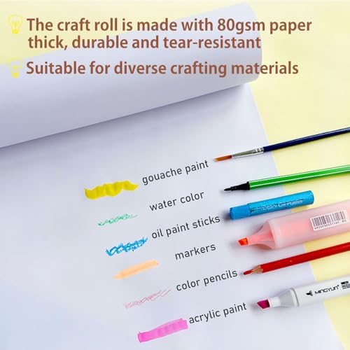 XDONEF Wooden Tabletop Paper Roll Dispenser with Roll 11.4inx98.4ft and Pencil Cups Craft Art Paper Roll Holder for Kids Desktop Easel for Drawing Painting Home Classroom - Image 4