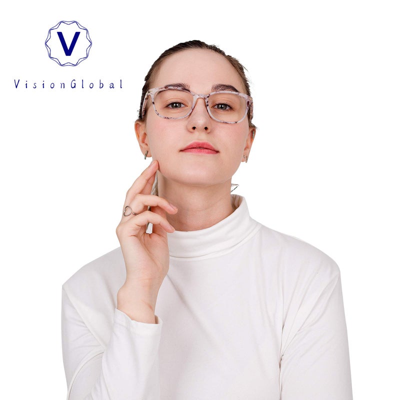 VisionGlobal Blue Light Blocking Glasses for Women, Anti Eyestrain, Computer Reading, TV Glasses, Stylish Square Frame, Anti Glare(Marble,+1.50 Magnification) - Image 5