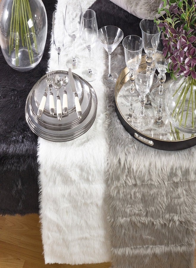 Fennco Styles Juneau Black Faux Fur Table Runner 15" W X 120" L - Solid Color Soft Plush Table Cover for Home, Dining Room, Banquets, Holiday and Special Occasion - Image 5
