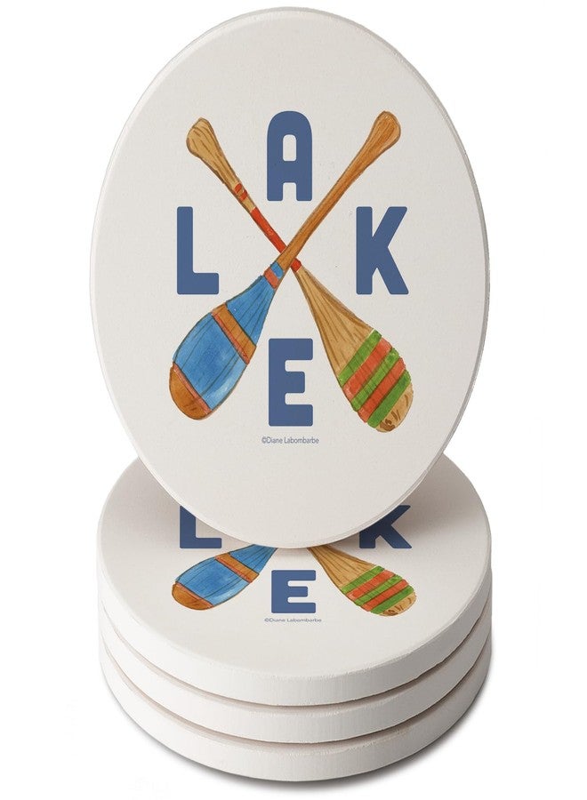 Counterart Thirstystone Lake Living 4 Pack Round Absorbent Stone Coasters with Protective Cork Backing Manufactured in The USA - Image 1