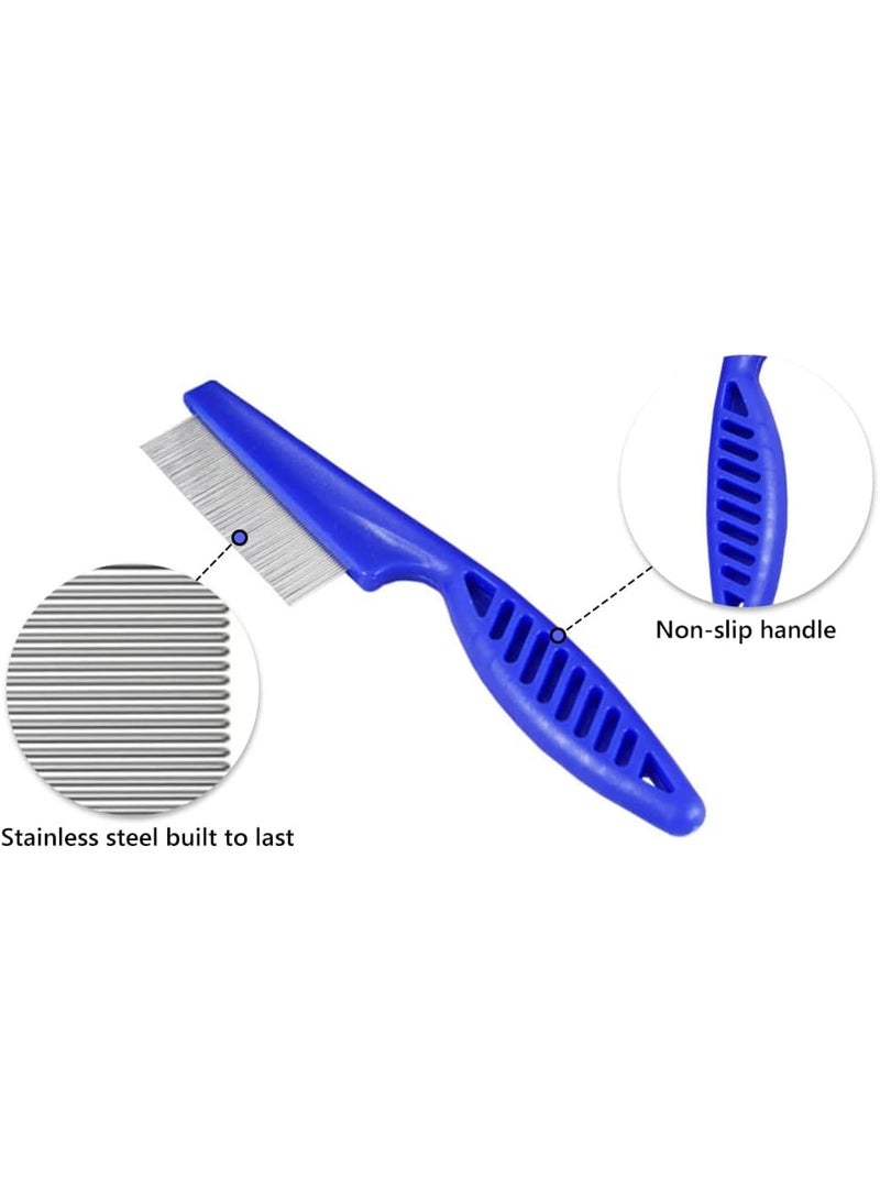 مشط للحيوانات الأليفة للقطط والكلاب - أداة تنظيف ذات أسنان دقيقة لإزالة البراغيث والقمل، وتنظيف بقع الدموع، وفك التشابك، والعناية اليومية بالفرو - أسنان لطيفة من الفولاذ المقاوم للصدأ للجراء والقطط الصغيرة والحيوانات الأليفة الصغيرة - Image 3