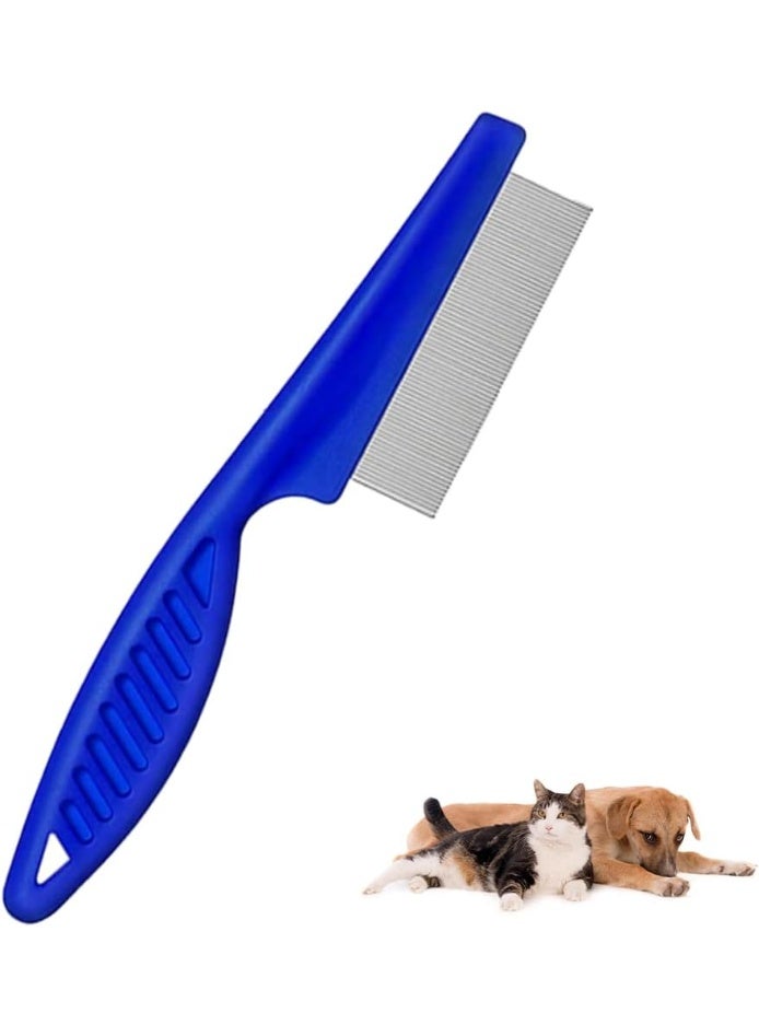 مشط للحيوانات الأليفة للقطط والكلاب - أداة تنظيف ذات أسنان دقيقة لإزالة البراغيث والقمل، وتنظيف بقع الدموع، وفك التشابك، والعناية اليومية بالفرو - أسنان لطيفة من الفولاذ المقاوم للصدأ للجراء والقطط الصغيرة والحيوانات الأليفة الصغيرة - Image 1