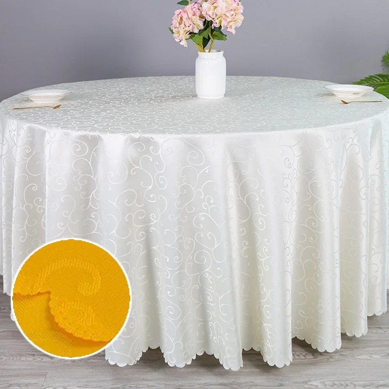Y&D Modern Solid Color Ultra-Sonic Jacquard Polyester Tablecloth & Table Runners – Hotel-Style for Home, Banquet, Event, Meal, with Hook and Branded Flower Design - Image 1