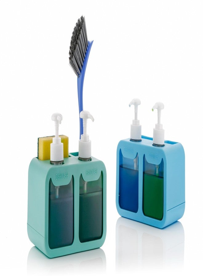 Deyllo 150 ml Dual Soap Dispenser for Kitchen & Bathroom – Refillable Handwash & Dishwash Pump Bottles, Space-Saving Plastic Container (Blue) - Image 2