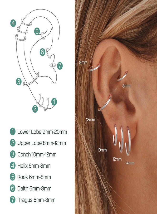 ChicSilver Huggie Earrings for Women 10MM White Gold Plated Hoop Earrings for Women Hypoallergenic Earrings - Image 4