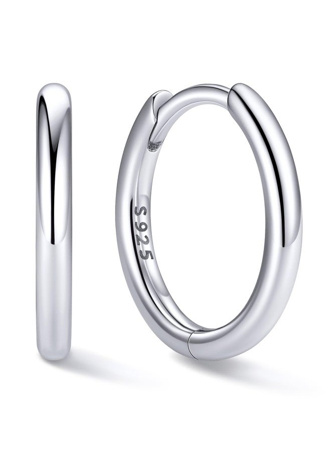 ChicSilver Huggie Earrings for Women 10MM White Gold Plated Hoop Earrings for Women Hypoallergenic Earrings - Image 1