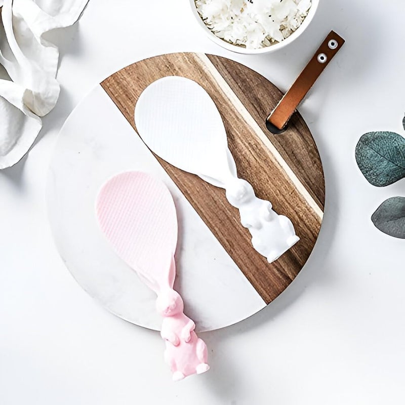 LEDHOLYT Rabbit Handle Non-Stick Silicone Rice Serving Shovel - Kitchen Utensil Rice Spoon for Rice Cooker & Cooking Tools(1 pcs) - Image 4