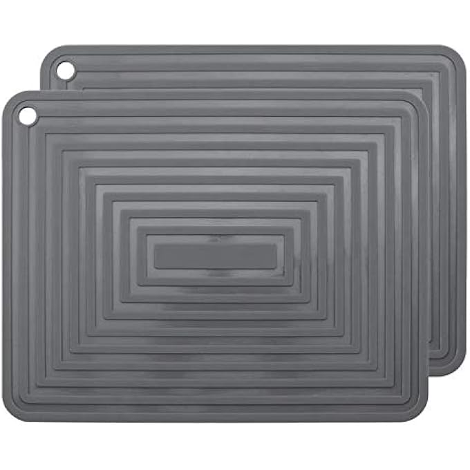 LogHog 2 Pack Large Silicone Trivet MatsHeatproof Hot Pads Pot Holder9X12 Non Slip Flexible Durable Heat Resistant Pot Coaster Kitchen Countertop Table Mats Dark Grey - Image 2
