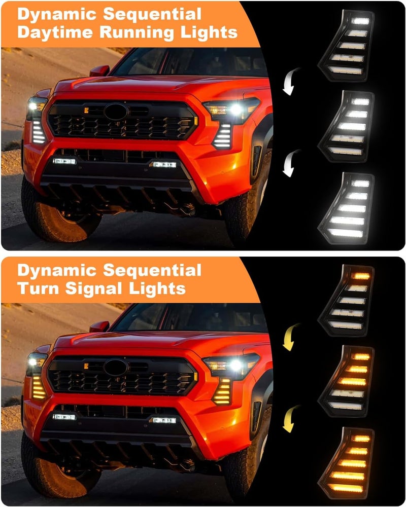 OKLSG LED Fog Lights Kit for 2024-2026 Toyota Tacoma with DRL and Amber Turn Signal - Image 4