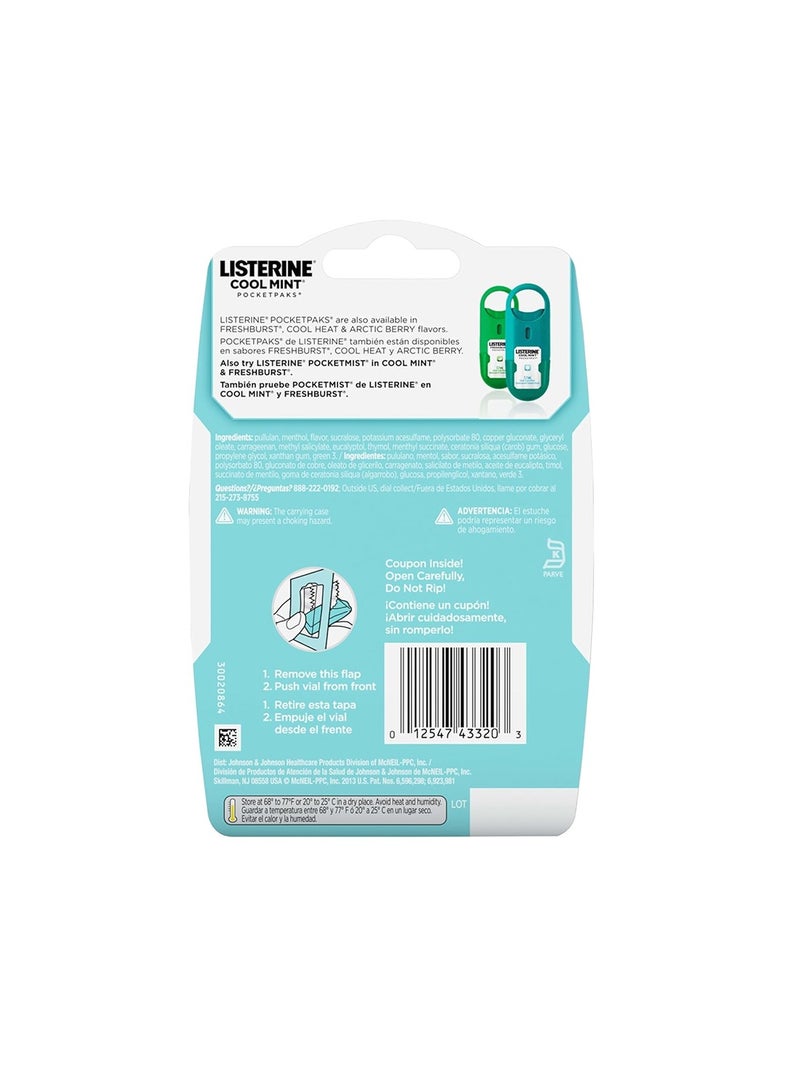 Listerine Cool Mint PocketPaks Portable Breath Strips for Bad Breath, Fresh Breath Strips to Kill most of Bad Breath Germs On-The-Go, Cool Mint Flavor, 24-Strip Pack, 3 Pack - Image 2