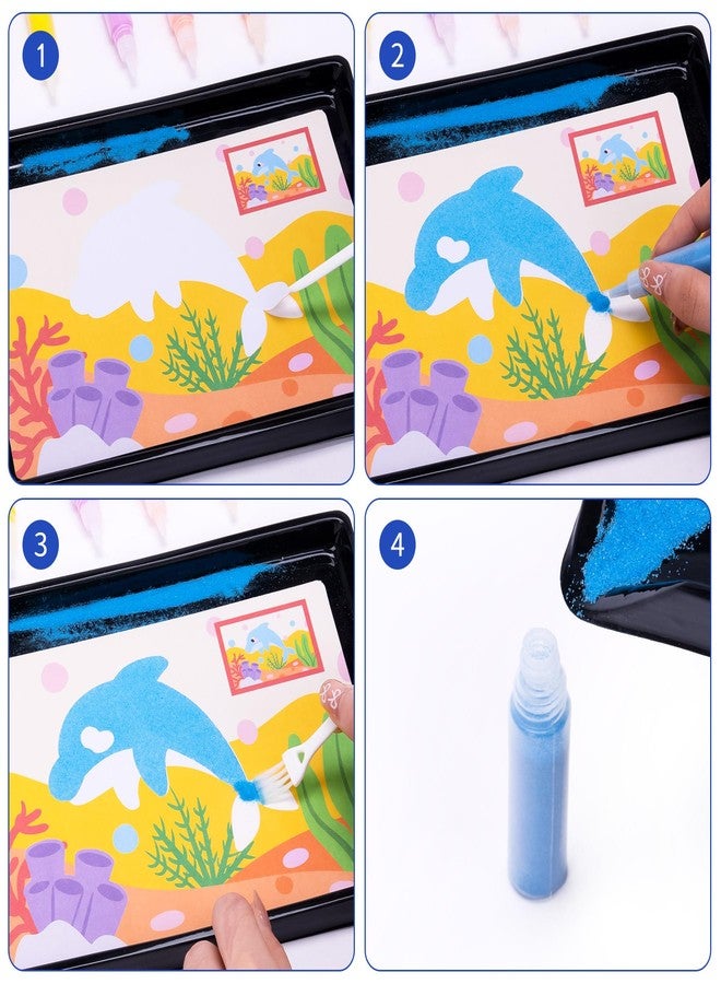 Toptime Sand Art Kits for Kids, 12 Colored Sand Bottle 16 Sheet Ocean Animal Sand Art Pictures, Peel and Stick DIY Crafts Set for Girls and Boys, Sand Painting Arts and Crafts for Kids Ages 8-12 - Image 4