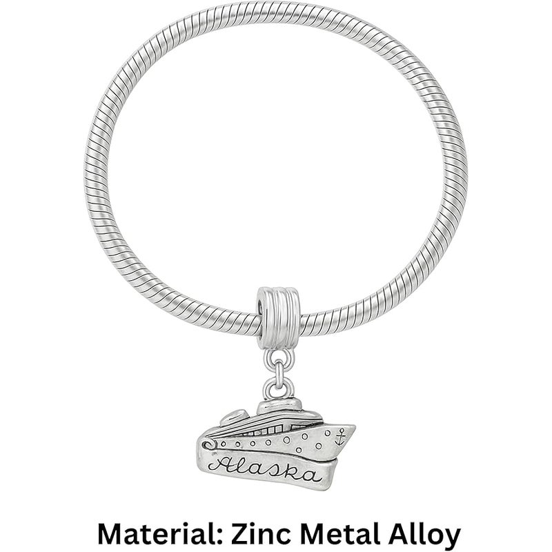 SEXY SPARKLES Carved Alaska Cruise Boat Charm Bead Spacer Compatible for Most European Snake Chain Bracelets, Metal - Image 3