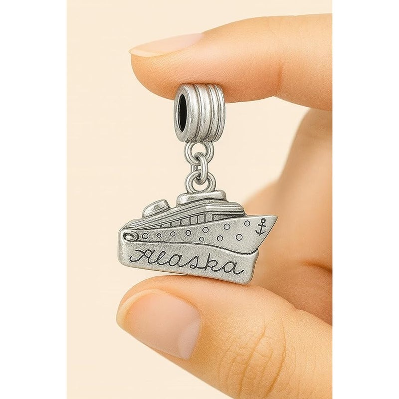 SEXY SPARKLES Carved Alaska Cruise Boat Charm Bead Spacer Compatible for Most European Snake Chain Bracelets, Metal - Image 4